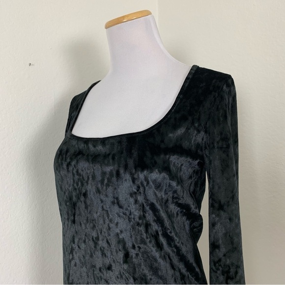 Vince Crushed Velvet Square Neck Top Womens M Black Romantic Velour Witchy Goth - Picture 6 of 16